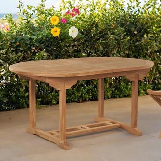 Wanda Collection Mesa De Jard&iacute;n Ovalada En Teca Maciza Con Rallonge160 (210) Nina