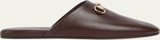 Gucci Annette Leather Flat Mules