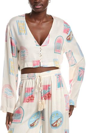 Vintage Havana Printed Crepe Long Sleeve Blouse