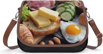 Generic Fruits Vegetables Eggs Ham Fashion Womens Crossbody Bags Novelty Handbag Shoulder Bag Purse