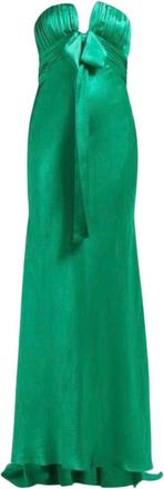 Alessandra Rich Green Ruched Strapless Silk Charmeuse Gown Size S