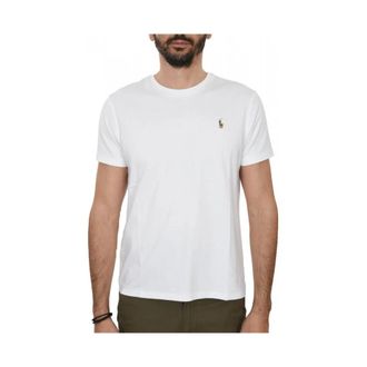 Ralph Lauren Tops, Heren, Wit, S, Katoen, Custom Slim Fit T-shirt van zacht katoen