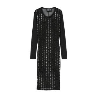 Versace Jeans Couture Embellished Midi Dress - Dames - Feestkleedjes - Zwart - S - Polyester - Kleedjes