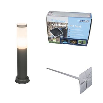QAZQA Qazqa + Moderno L&aacute;mpara De Exterior Antracita 45 Cm Ip44 - Rox, Con Estaca De Tierra Y Prensaestopas Pl&aacute;stico /acero Inoxidable Redonda /cil&iacute;ndra Adec