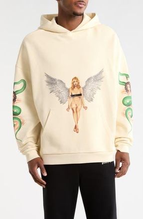 Palm Angels Cotton Graphic Hoodie in Ivory at Nordstrom Rack, Size Xx-Large