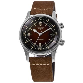 Longines Legend Diver Automatic Brown Dial Leather Strap Mens Watch L3.774.4.60.2