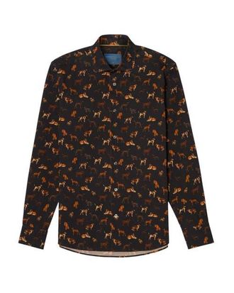 Robert Talbott Reynolds Dog Print Pinwale Corduroy Shirt in Black Multi at Nordstrom, Size Medium