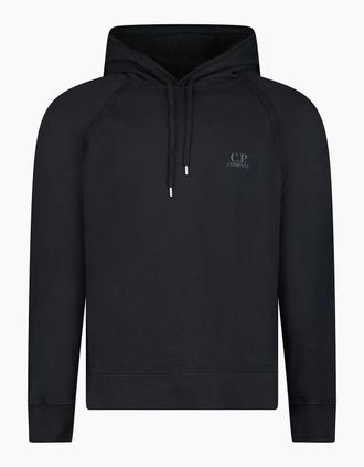 C.P. Company Mens CP Company Light Fleece Print Logo Hoodie Black - Size: 38