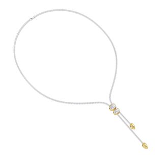 Diamond2Deal 14k Two-tone Gold 8.20 Ct Oval Cut Lab Grown Diamond Drop Necklace 18 VVS-VS, E-F