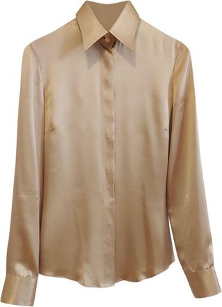 Dolce & Gabbana Champagne Gold Silk Shirt Size 38