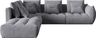 MICADONI 7-Sitzer Design Ecksofa Bloom mit Eckteil links - Strukturstoff