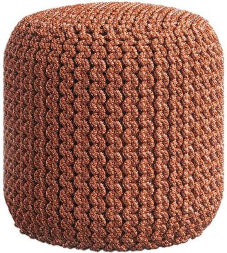 Simpli Home Wynne Boho Round Knitted Outdoor/ Indoor Pouf