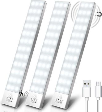 OEM Luces Para Armario, Paquete De 3, 5000k, Luces Led Inal&aacute;mbricas Usb Para Armario Con Sensor De Movimiento, Recargables, Im&aacute;n Incorporado, Luz Nocturna