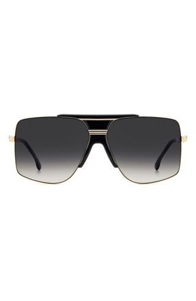 Victoria Beckham 62mm Square Aviator Sunglasses in Black Gold/dark Grey Sf at Nordstrom