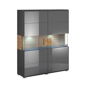 Petits Meubles Vajillero 2 puertas con led tableros de aglomerado laminados gris