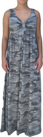 Melissa Masse V Neck Maxi Dress In Grey Camouflage