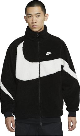 Nike Big Swoosh Reversible Boa Jacket Asia Sizing Black White BQ6546-011