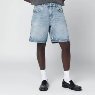 Represent Bermuda blu effetto slavato in denim