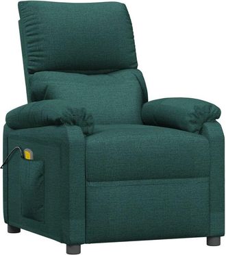 vidaXL Sill&oacute;n De Masaje De Tela Verde Oscuro Vidaxl