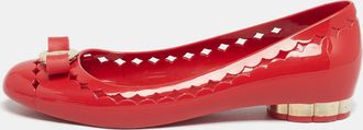 Ferragamo Red Jelly Vara Ballet Flats