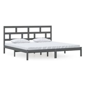Berkfield Home Bed Frame Grey Solid Wood Pine 200x200 cm