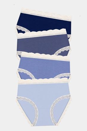 Stripe and Stare High Rise Knicker Four Pack in Denim Blues at Nordstrom, Size X-Small Uk