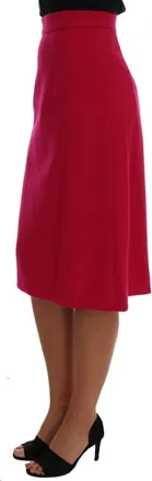Dolce & Gabbana Womens Pink Wool Knee Long A-Line Skirt