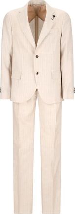 Lardini Pinstripe Pak voor Mannen - Heren - Business pakken - Beige - M - Kostuums