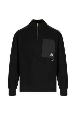 Moose Knuckles ELOWAN 1/4 ZIP SWEATER Size: M, colour: BLACK
