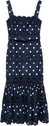 Self Portrait Polka Dot Linen Midi Dress