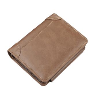 Generic Vintage PU Leather Men Wallet - Zipper Short Design Card Holder & Purse for Men(Brown)