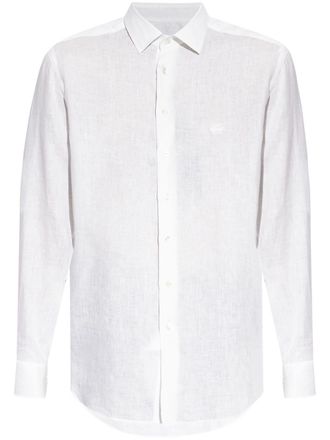 Etro Pegaso-embroidered shirt - men - Linen/Flax - 44 - White