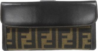 Fendi Black Canvas Long Wallet (Bi-Fold) (Pre-Owned)