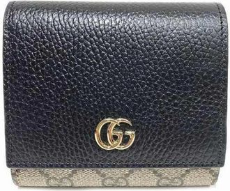 Gucci Pre-owned Wallets, female, Black, Size: ONE SIZE Pre-owned GG Marmont Mini Wallet Black and Beige