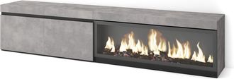 Skraut Home Skraut Home - Mueble Tv, Televisi&oacute;n, Muebles De Sal&oacute;n, Almacenaje, 210, Para Tv Hasta 80, Chimenea El&eacute;ctrica Xxl, Estilo Moderno, Gris Cemento