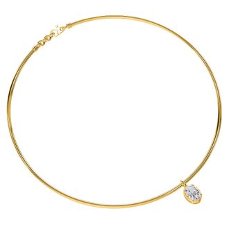 Diamond2Deal 14k Yellow Gold 1.25 Ct Oval Cut Lab Grown Diamond Pendant Necklace 18 VVS-VS, E-F