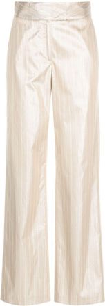 Genny pinstripe-pattern wide-leg trousers - women - Viscose/Polyester/Polyester - 38 - Gold