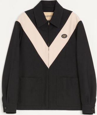 Valentino Giacca Valentino In Gabardina Di Nylon Con V Intarsiata E VLogo Patch Uomo NERO 44