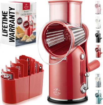 Zulay Kitchen Classic Rotary Cheese Grater 5 Blade Cheese Shredder