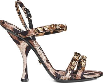 Dolce & Gabbana 105mm sandalen met luipaardprint - Bruin