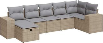 vidaXL Vidaxl - Set Sof&aacute;s De Jard&iacute;n 7 Piezas Y Cojines Rat&aacute;n Sint&eacute;tico Beige