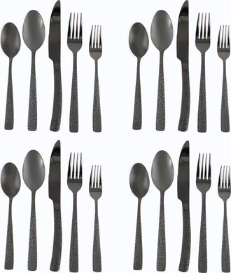 Gibson Home Stonehenge 20 Piece Flatware Set in Black