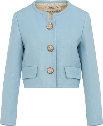 Valentino Garavani Womens Light Blue Viscose Blazer - Size EU 36 (Womens)