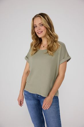 Lieblingsst&uuml;ck Rundhalsshirt LIEBLINGSST&Uuml;CK CamilaEp, Damen, Gr. XXL (44), gr&uuml;n (khaki), Jersey, Obermaterial: 100% Baumwolle, clean, unifarben, regular fit taillenb