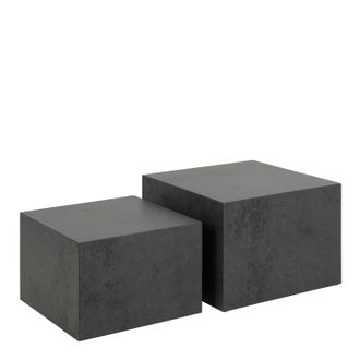 Furniture To Go Dice Square Coffee Table Set in Black Ocean Rough Paper