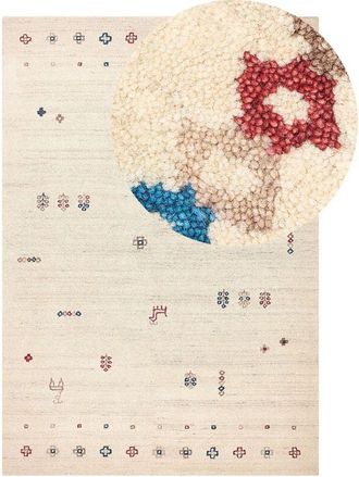 Beliani Rug SULUCA Beige 140 x 200 cm Wool Gabbeh