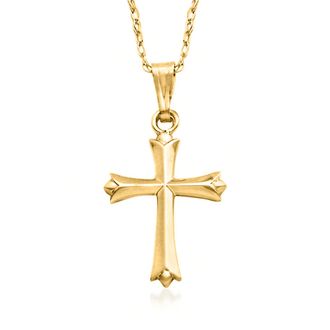 Ross-Simons Childs 14kt Yellow Gold Cross Pendant Necklace