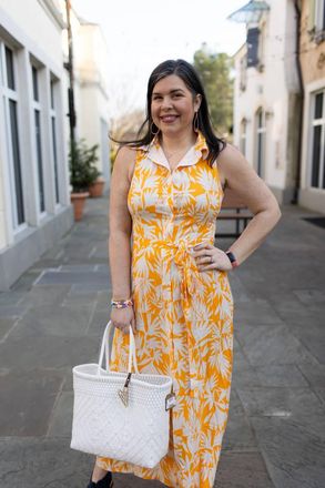Compa&ntilde;&iacute;afant&aacute;stica Flowers Button Down Dress In Yellow