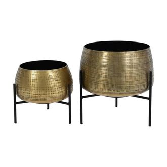 The Libra Company Clyde Tabletop Brass Planters (Set of 2) - Iron - L28 x W28 x H28 cm in Gold