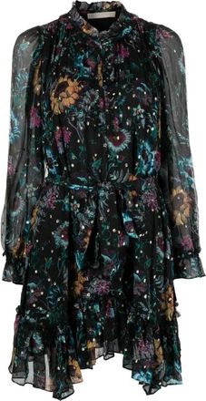 Ulla Johnson Zijden Mini Jurk in Multikleur - Dames - Korte kleedjes - Veelkleurig - XL - Polyester - Kleedjes